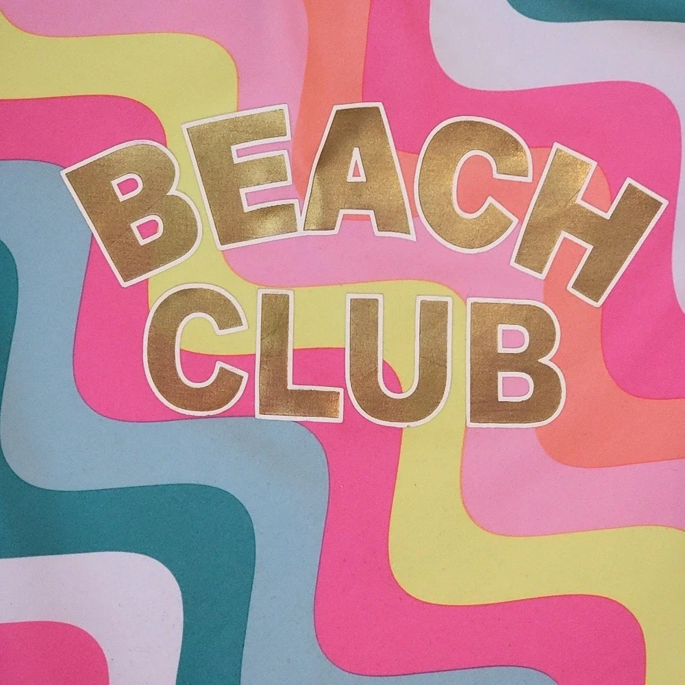 Betsey Johnson Rainbow Rash Guard Y M 10 Long Sleeve Beach Swim‎ Colorful Top